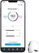Starkey Livio Thrive App on an Iphone